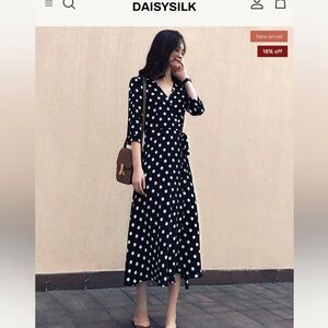 DAISYSILK Black Polka Dot Dress